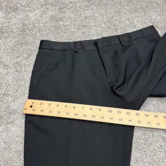 Express Photographer Wool Blend Dress Pants Men 32x32 Black Straight Leg Stretch - Picture 12 of 15